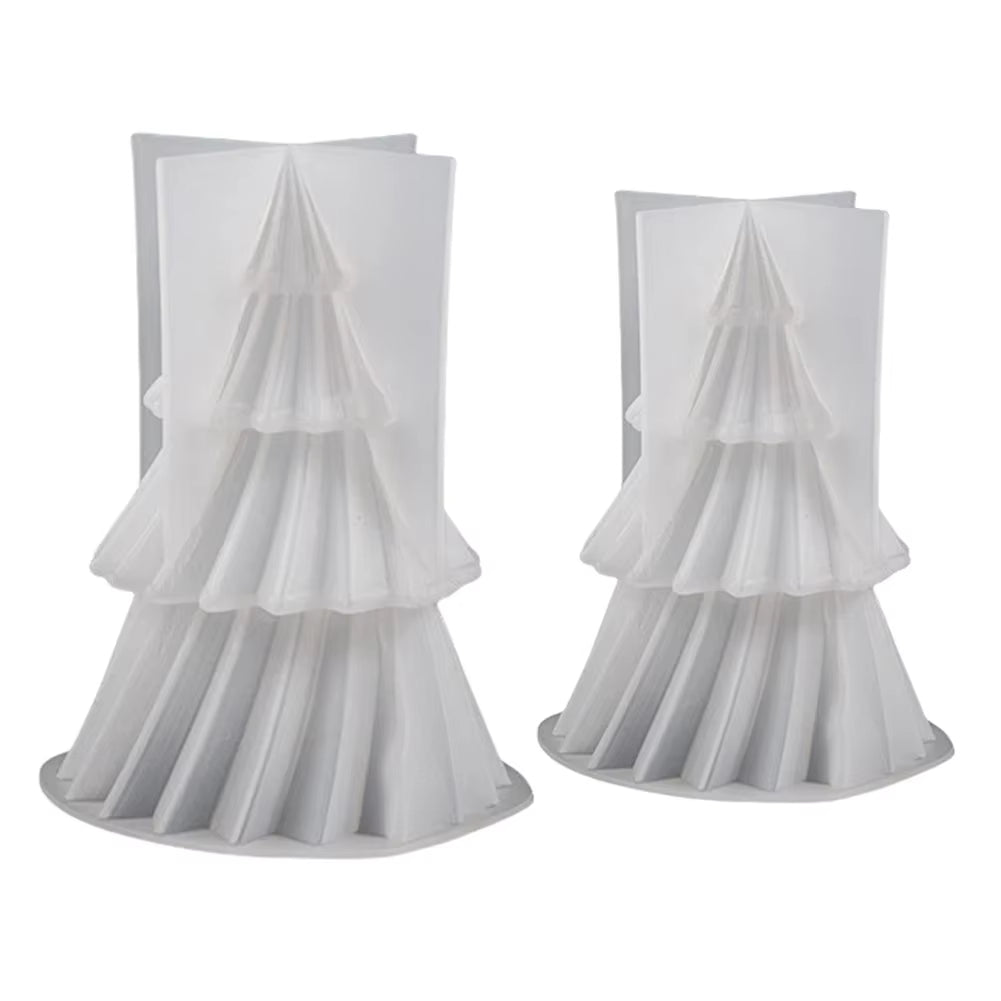 Pack of 2 Christmas Tree Silicone Candle Moulds for DIY Candle Making and Festive Craft Decorations