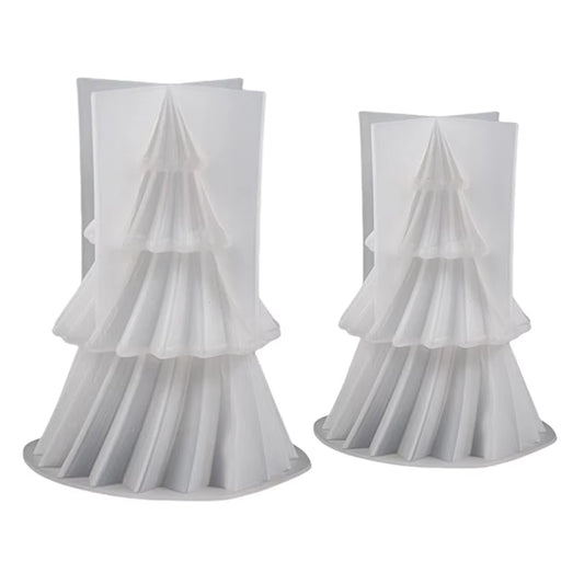 Pack of 2 Christmas Tree Silicone Candle Moulds for DIY Candle Making and Festive Craft Decorations