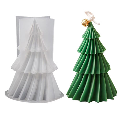 Pack of 2 Christmas Tree Silicone Candle Moulds for DIY Candle Making and Festive Craft Decorations