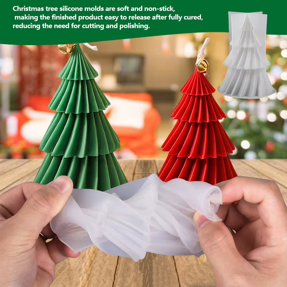 Pack of 2 Christmas Tree Silicone Candle Moulds for DIY Candle Making and Festive Craft Decorations