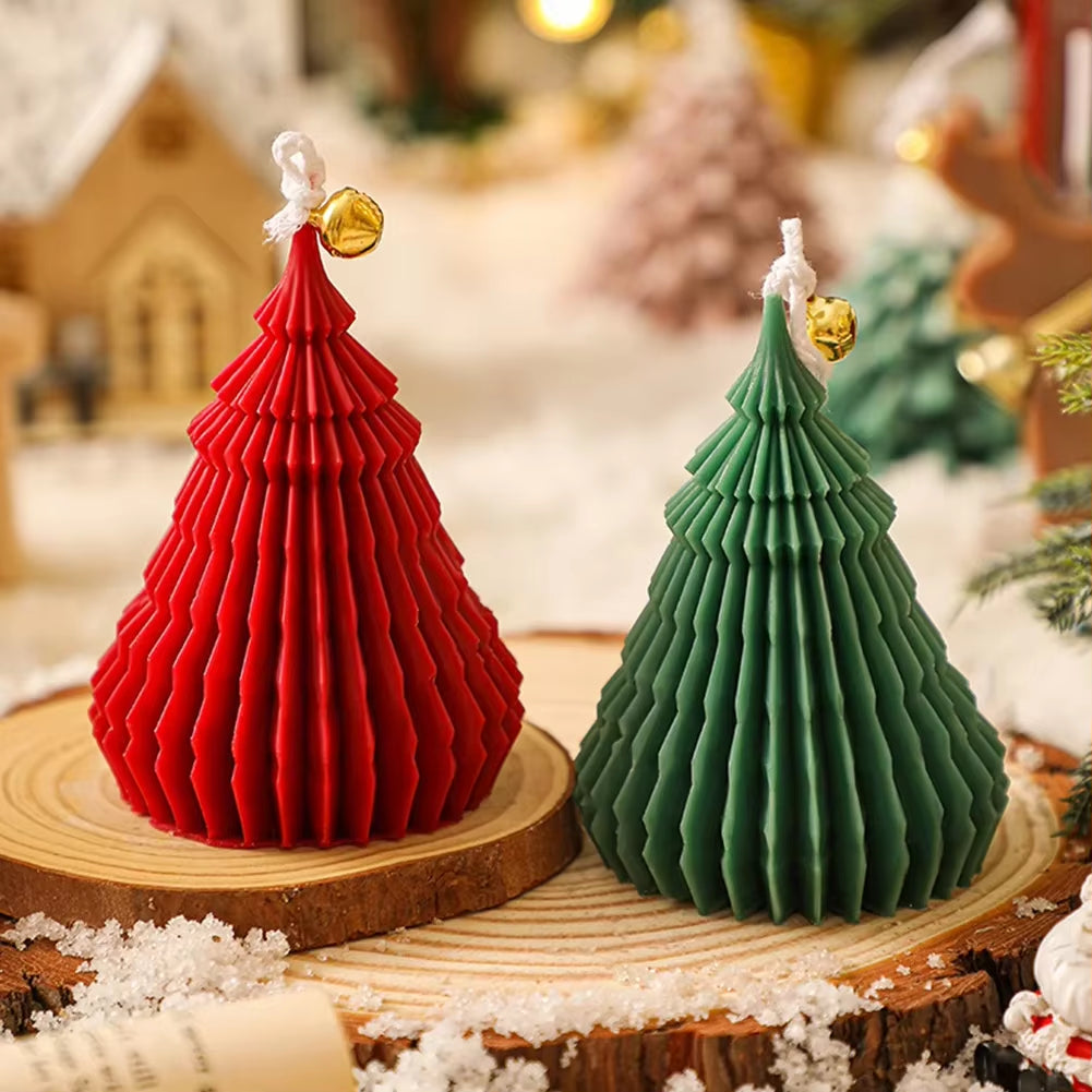 Pack of 2 Christmas Tree Silicone Candle Moulds for DIY Candle Making and Festive Craft Decorations