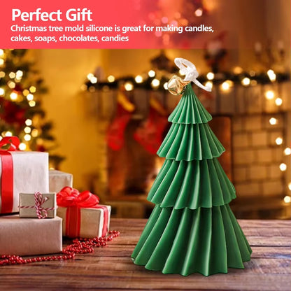 Pack of 2 Christmas Tree Silicone Candle Moulds for DIY Candle Making and Festive Craft Decorations